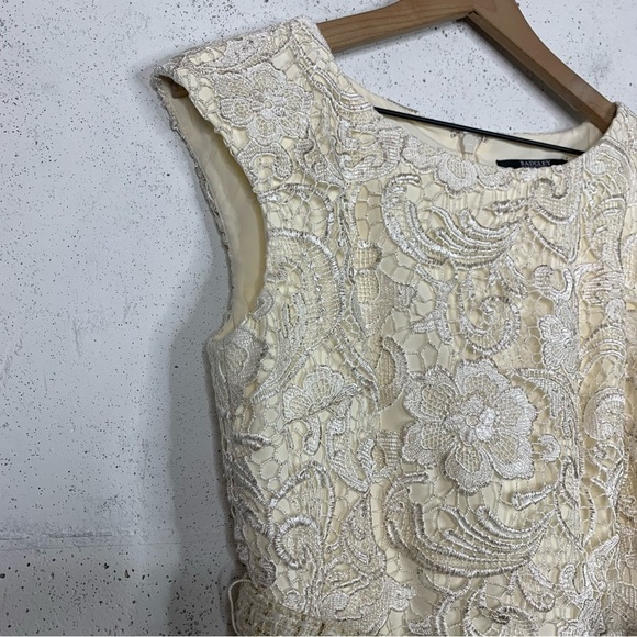 Badgley Mischka Lace And Tweed Gold Metallic Dress Size 8 - Picture 6 of 16